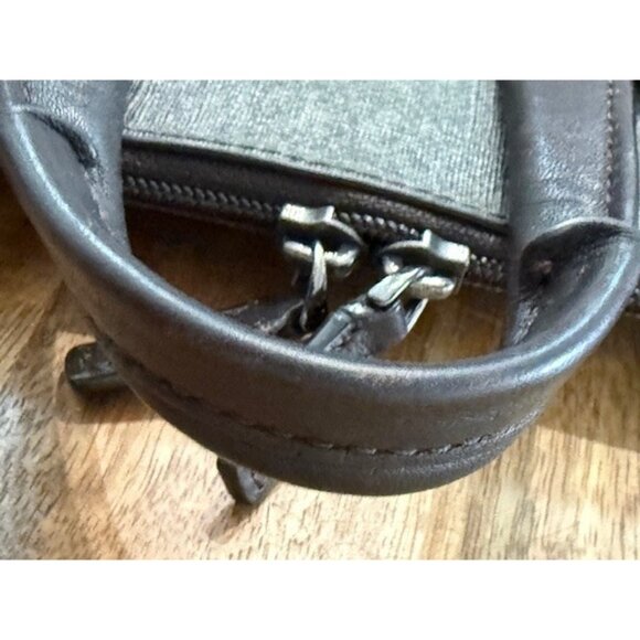 Tumi Sinclair Hanne Backpack Earl Grey Textured Canvas Leather Trim Brown Zipper - Picture 10 of 16